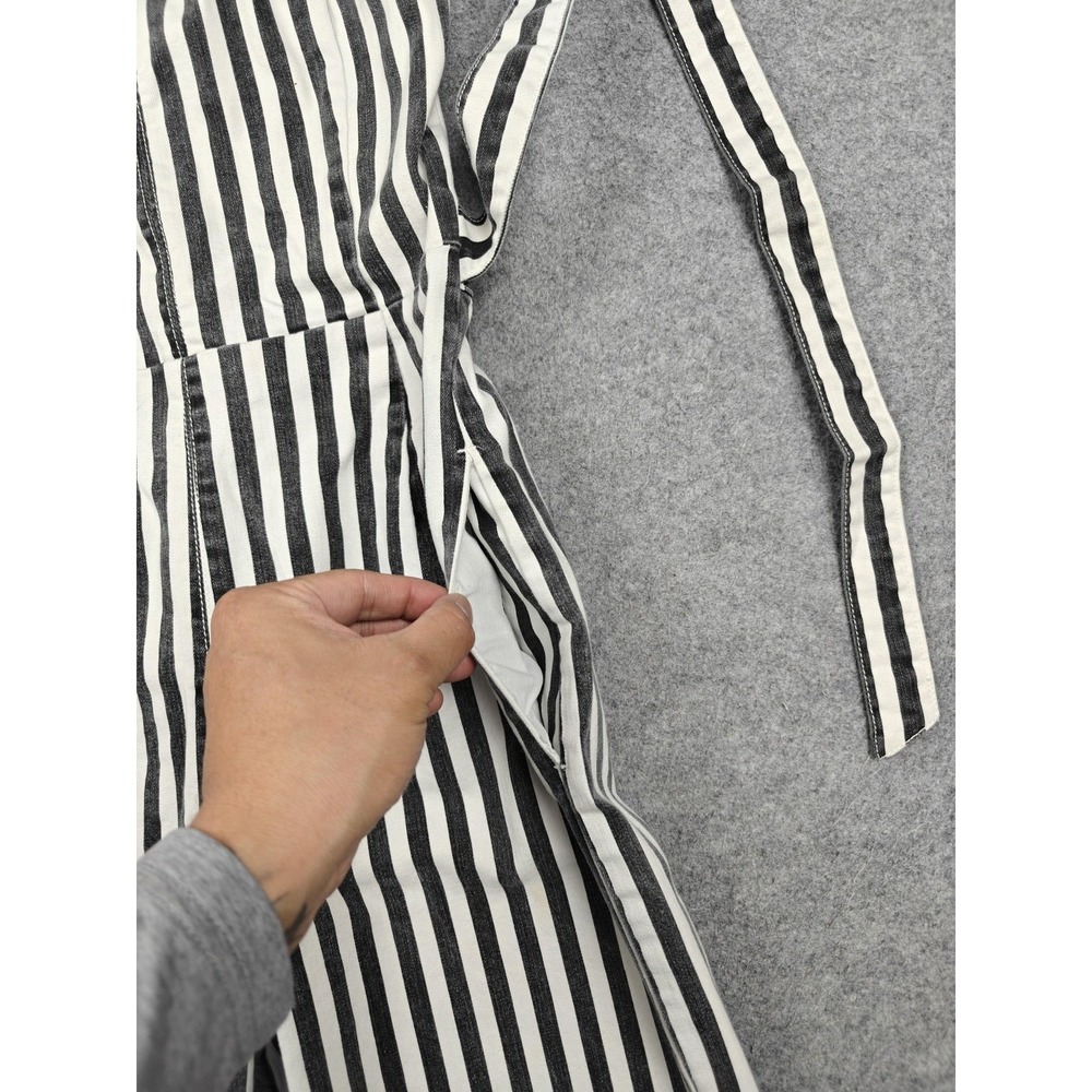 Rachel Rachel Roy Jumpsuit Womens 2 Black Striped Tie Waist Square Neck Wide Leg - Picture 2 of 13